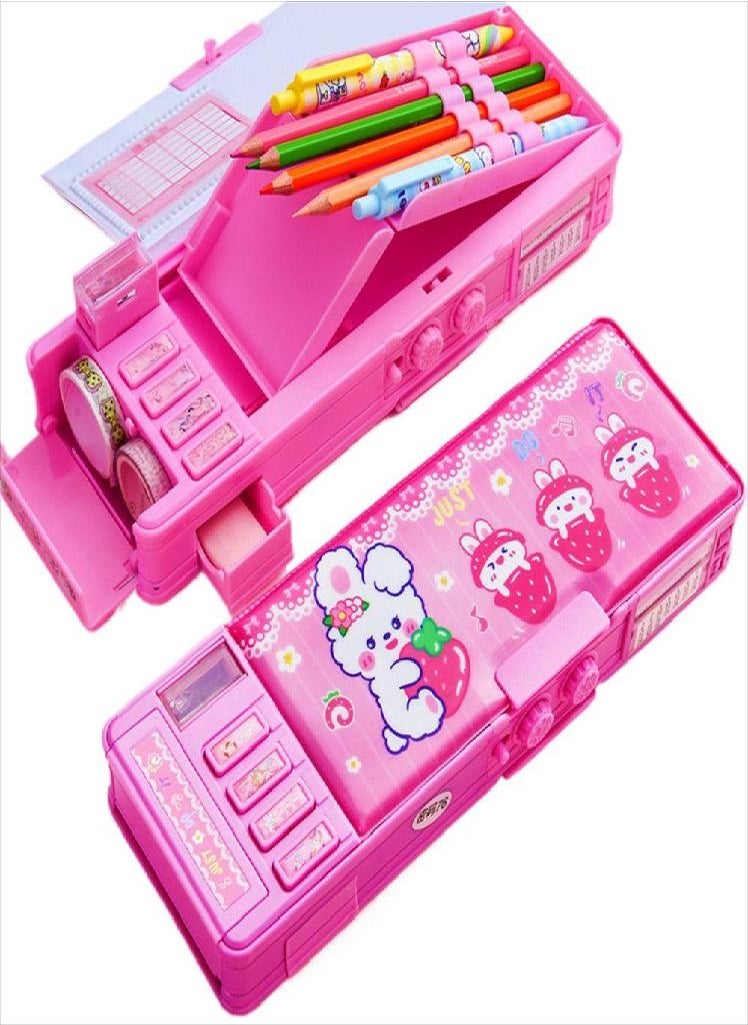 Eckek - Girl Cute Password Cartoon Combination Lock Plastic Stationery Box Pen Case Pencil Box Pencil Case - Image 1