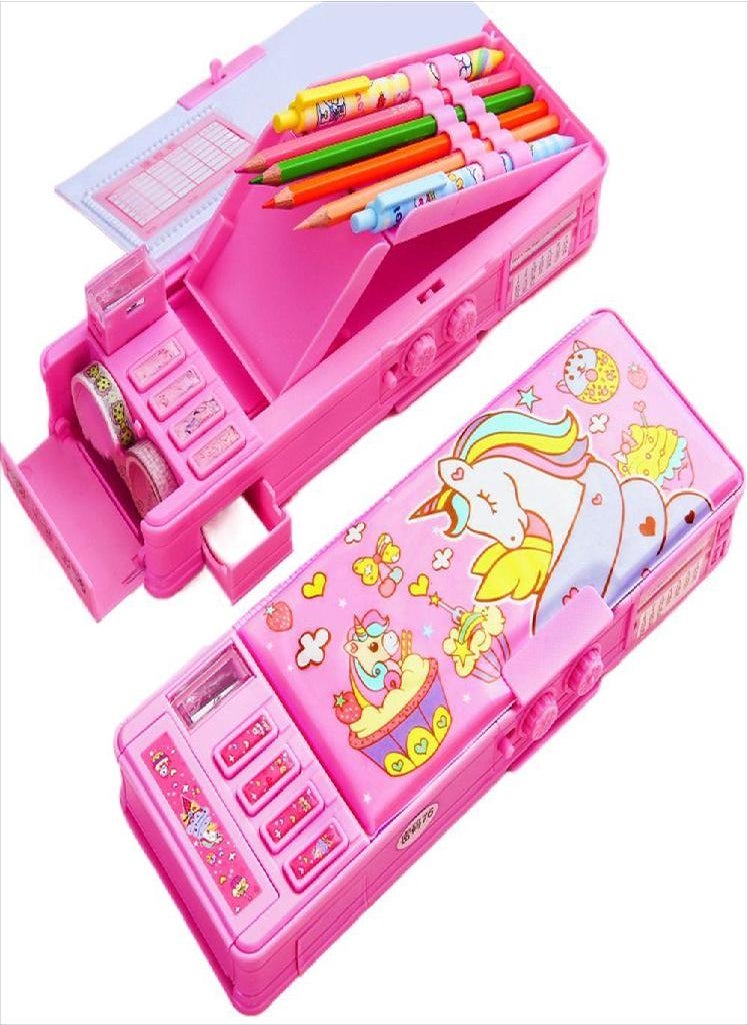 Eckek - Girl Cute Password Cartoon Combination Lock Plastic Stationery Box Pen Case Pencil Box Pencil Case - Image 1