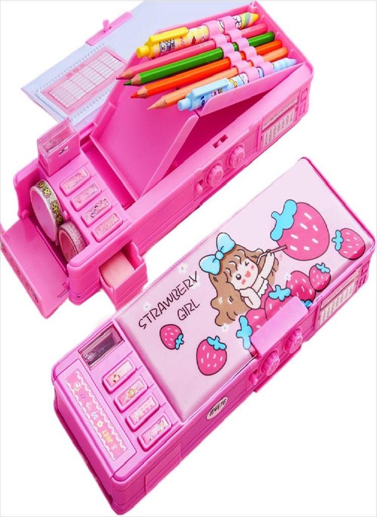 Eckek - Girl Cute Password Cartoon Combination Lock Plastic Stationery Box Pen Case Pencil Box Pencil Case - Image 1
