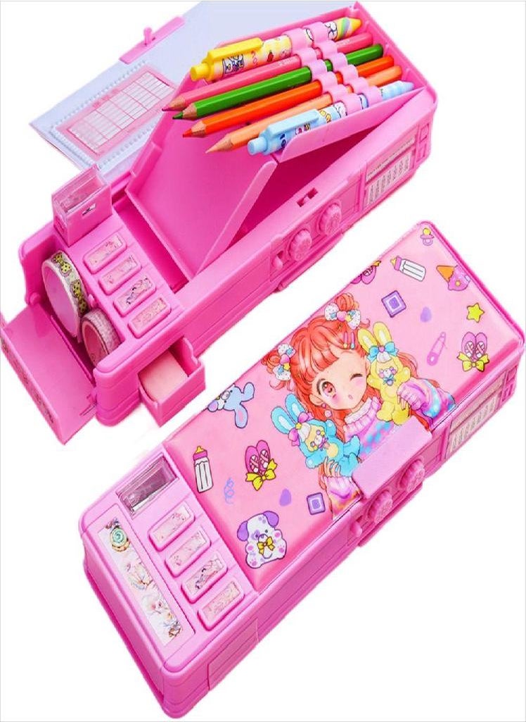 Eckek - Girl Cute Password Cartoon Combination Lock Plastic Stationery Box Pen Case Pencil Box Pencil Case - Image 1