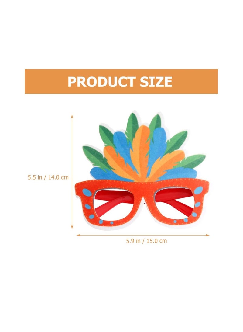 SYOSI Carnival Party Sunglasses, 6Pcs Novelty Party Glasses, Fun Hawaiian Sunglasses, Colored Feather Glasses Frame, Masquerade Dress Up Party Supplies  - Image 5