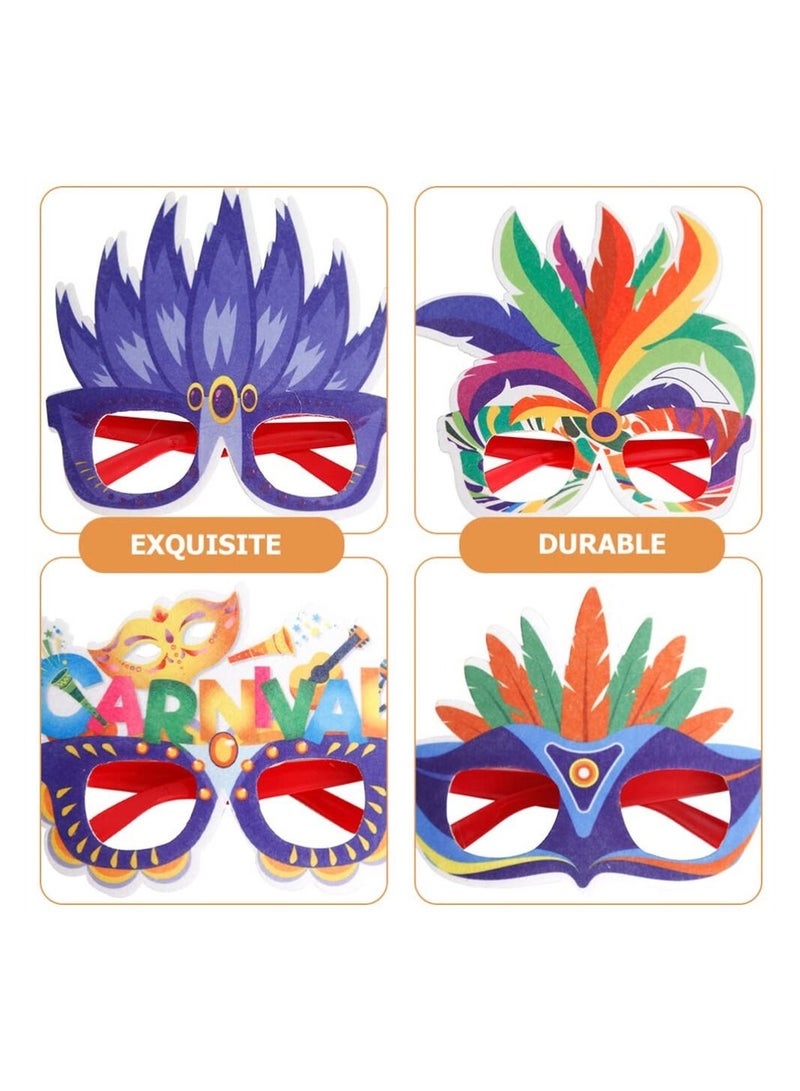 SYOSI Carnival Party Sunglasses, 6Pcs Novelty Party Glasses, Fun Hawaiian Sunglasses, Colored Feather Glasses Frame, Masquerade Dress Up Party Supplies  - Image 4