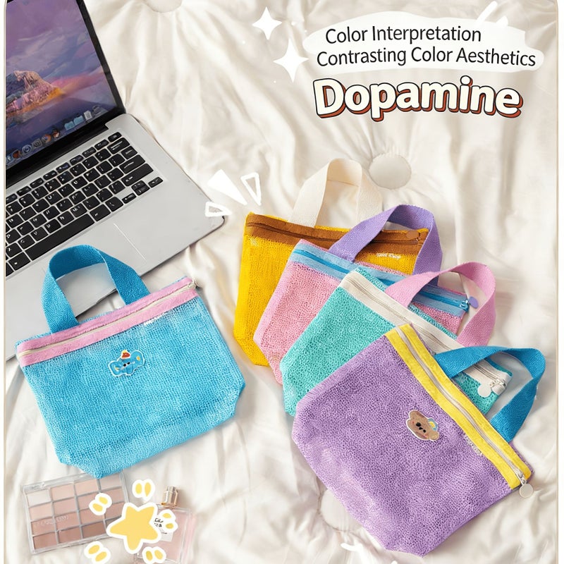 Green Puppy Makeup Toiletry Bag Convenient Travel Compact Handbag Essential - Image 5