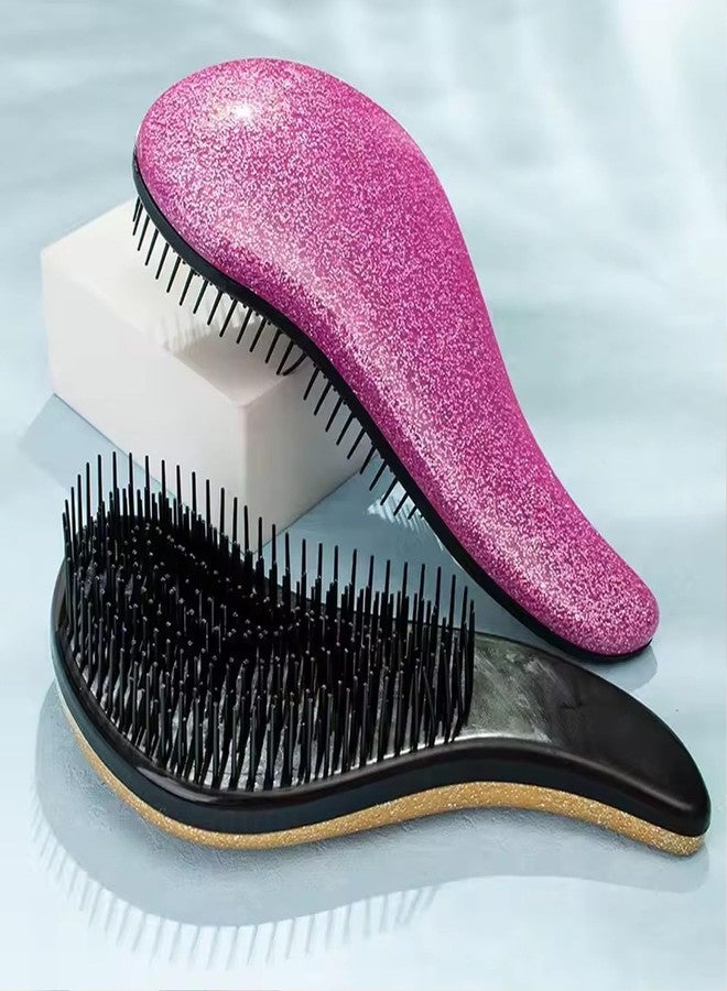 BlackLaoban Lovely Hair Comb For Blow Drying, Styling, Curling, Detangling With Shiny Glitter Comfortable Grip For Kids, Women & Men SB2 (Pink) - Image 1