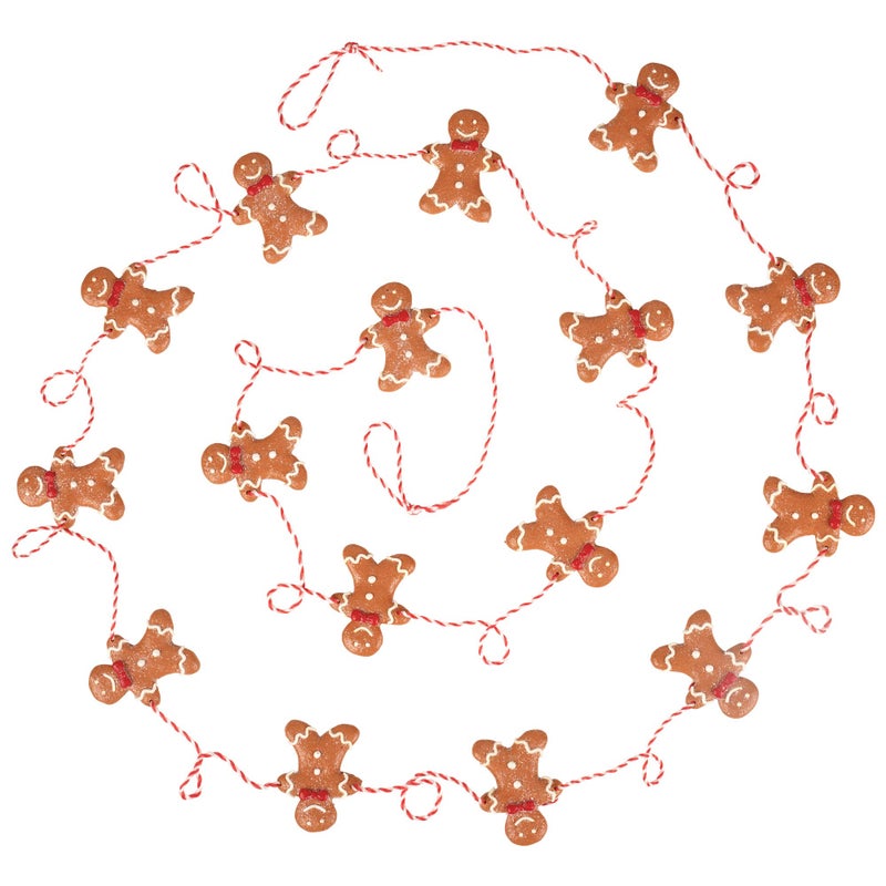 9 Foot Mini Gingerbread Man Christmas Garland  Cute Small 2 Inch Claydough Men Tree Garland  Cookie Candy Theme Trees  Christmas Decorations for Indoor Use
