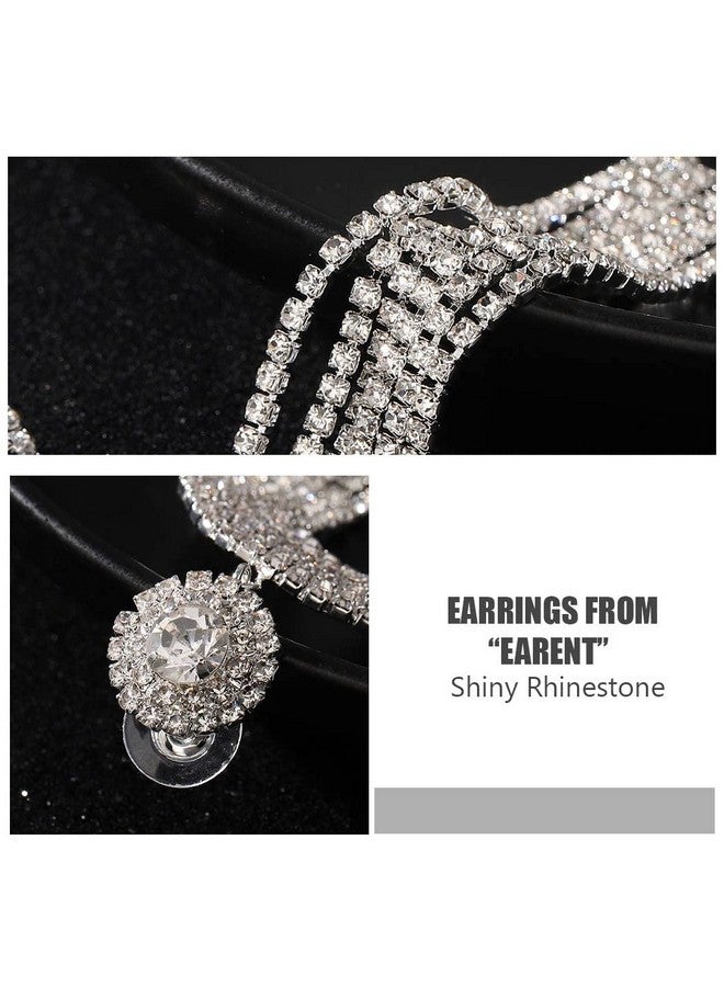 EARENT أقراط كريستالية فضية بتصميم قلادة طويلة مع شرابات وخرز لامع، مجوهرات حفلات الزفاف العتيقة للنساء - Image 5