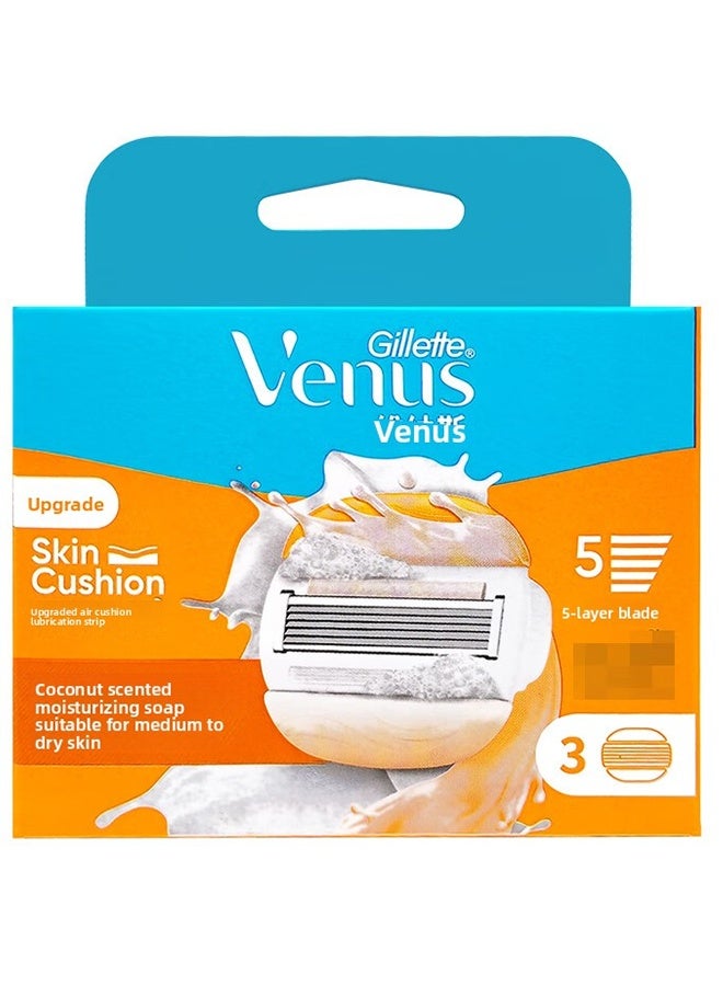 جيليت Venus Coconut Essence 5 Blade Razor Refills Replacement Blade Heads With Moisturizing Bars Pack Of 3 No Handle Included