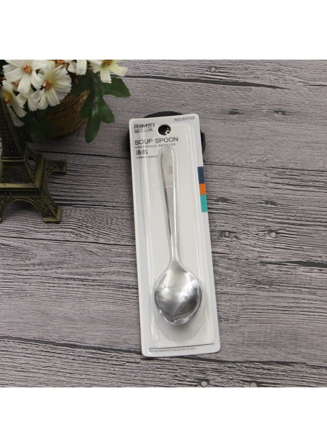 Japanese American Large, Medium And Small Single Pointed Spoon Non-Slip Stainless Steel Rice Spoon Children's Long Handle Household Spoon-Color:Japanese And American 60702 Small Pointed Spoon - Image 5