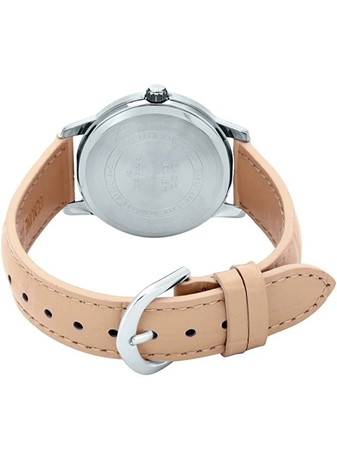 كاسيو ساعة كاسيو LTP-E142L-7A2V نسائية، سوار من الجلد البيج، مينا من عرق اللؤلؤ، عرض تناظري - Image 3