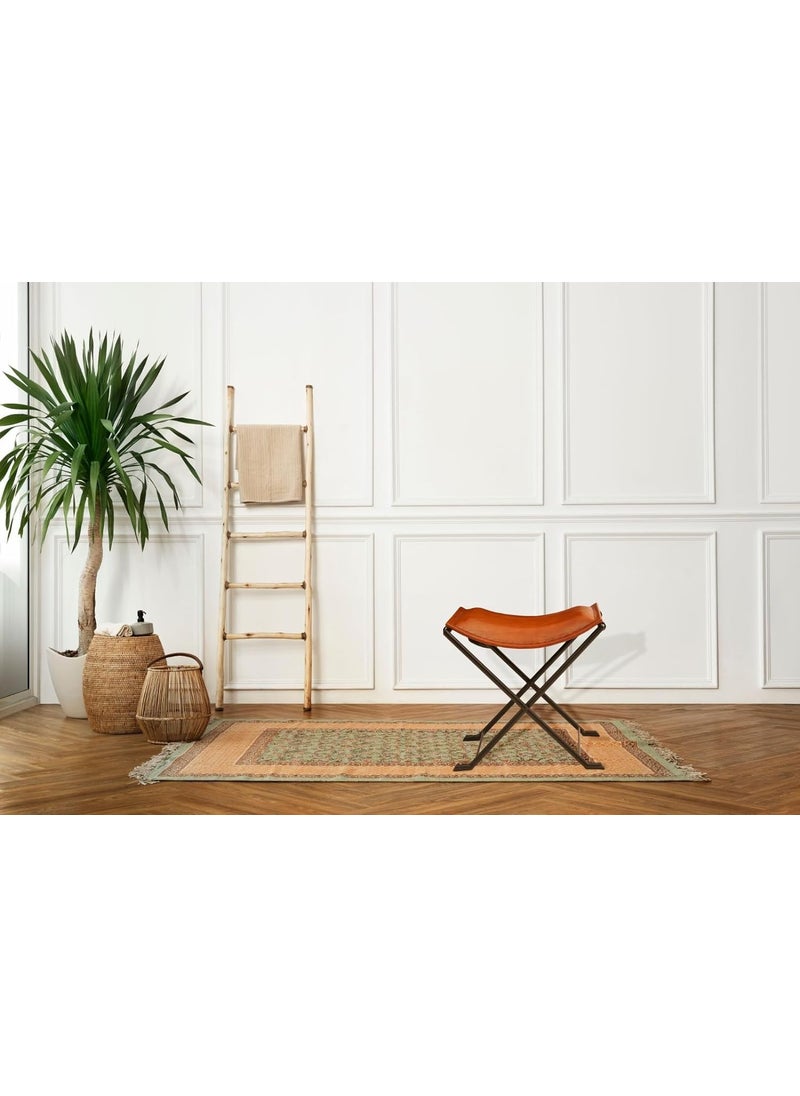 Shades N Stitches Shades N Stitches Butler Melton Tan Brown Leather Stool Tabouret Hunting Camping Chair Leisure Folding Stool Living Room Stool Handmade Folding Stool  - Image 2
