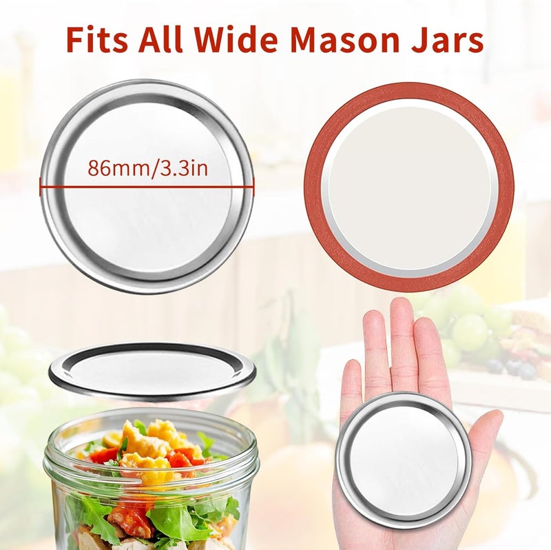 Aliggbent 150 Pcs Wide Mouth Canning Lids, 86MM Airtight Split-Type Mason Jar Lids, Leakproof Bulk Wide Mouth Canning Jar Lids for Canning Food, Jams, Fruits & DIY Decor - Image 2