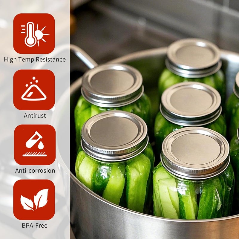 Aliggbent 150 Pcs Wide Mouth Canning Lids, 86MM Airtight Split-Type Mason Jar Lids, Leakproof Bulk Wide Mouth Canning Jar Lids for Canning Food, Jams, Fruits & DIY Decor - Image 4