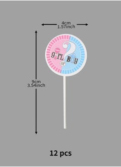 Beauenty Gender Reveal Cupcake Toppers 12pcs Perfect for decorating gender reveal parties, baby showers, or pregnancy announcements.  - Image 2