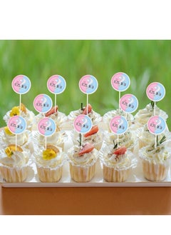 Beauenty Gender Reveal Cupcake Toppers 12pcs Perfect for decorating gender reveal parties, baby showers, or pregnancy announcements.  - Image 1