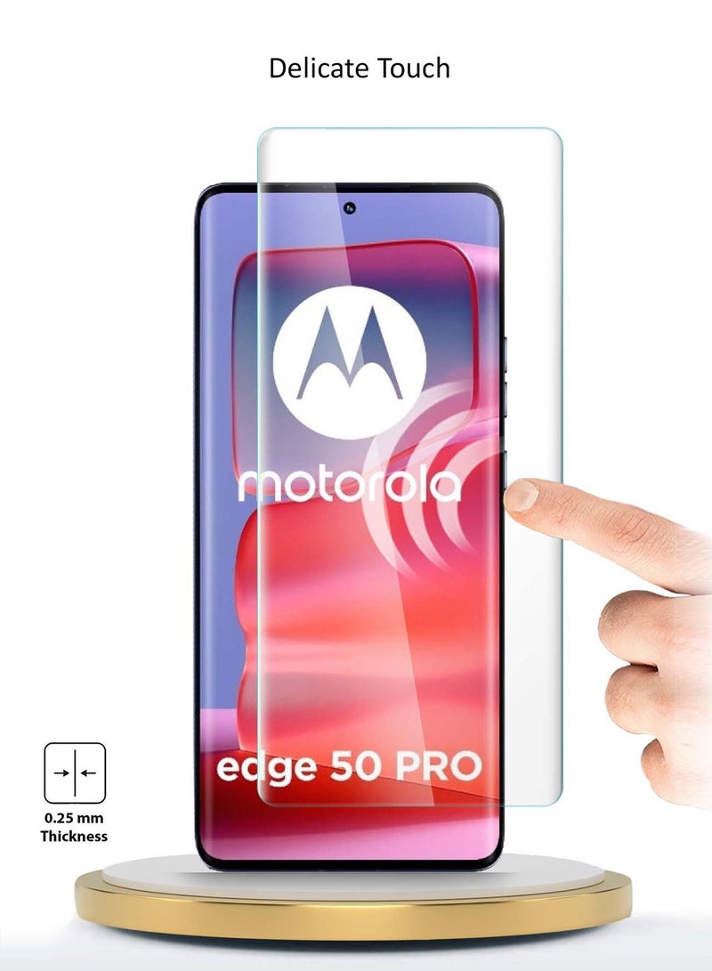 Wtech Motorola Edge 50 Pro 5G 2024 Premium Curved Edges UV Full Glue Full Cover Tempered Glass Screen Protector (MSGUCN) - Clear - Image 5