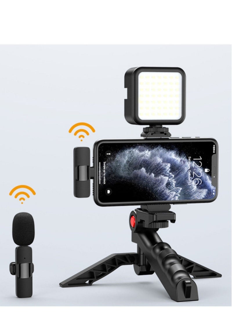 ELTRAZONE Smartphone Vlogging Kit w/ Tripod Fill Light Microphone Phone Clip for iPhone & Remote - Image 4