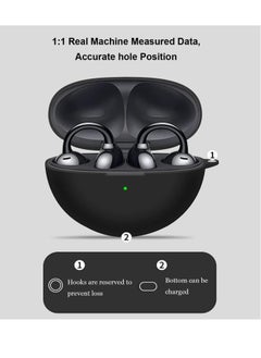 Excefore Earphone Protective Case for FreeClip, Lightweight Soft Silicone Shockproof Earphone Protective Case Cover with Carabiner for FreeClip (Black)  - Image 3