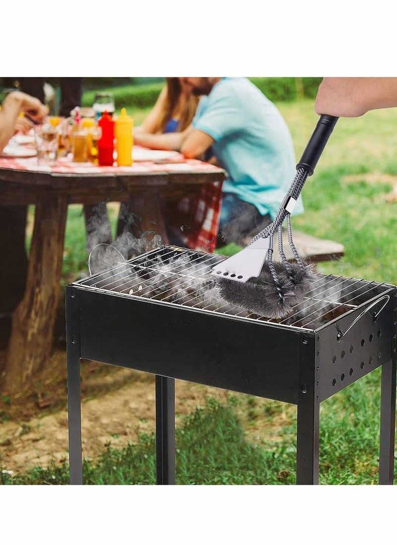 Excefore Spatula Stainless Steel Wire Bristles Camping Brush Ideal for Charcoal Gas Electric Grill Stainless Steel Grill Cleaning Brush BBQ Grill Barbecue Brush with Stainless Steel Bristles  - Image 5