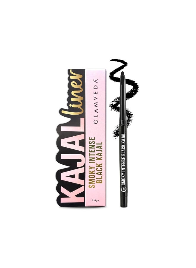 GLAMVEDA Pencil Smoky Intense Black Kajal - 0.35g | 24-Hour Long Stay One-Stroke Smooth Application Waterproof, Smudgeproof & Sweatproof| Rich Pigment | (Pack of 1) - Image 1