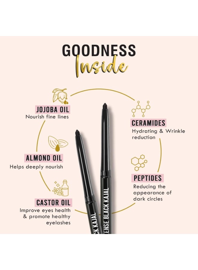 GLAMVEDA Pencil Smoky Intense Black Kajal - 0.35g | 24-Hour Long Stay One-Stroke Smooth Application Waterproof, Smudgeproof & Sweatproof| Rich Pigment | (Pack of 1) - Image 2
