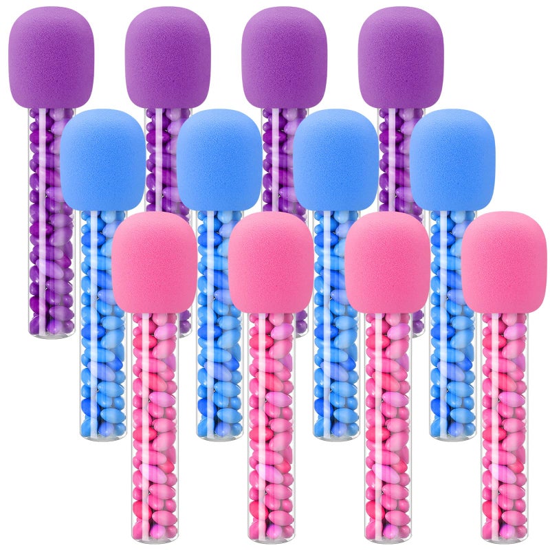 Newtay 24 Pcs Microphone Candy Tubes Kpop Themed Decor Karaoke Theme Birthday Party 10'' Fake Prop Microphone Plastic Toy for Disco Singer Stage Costume Prop, Candy Not Included (Purple,Pink,Blue) - Image 3