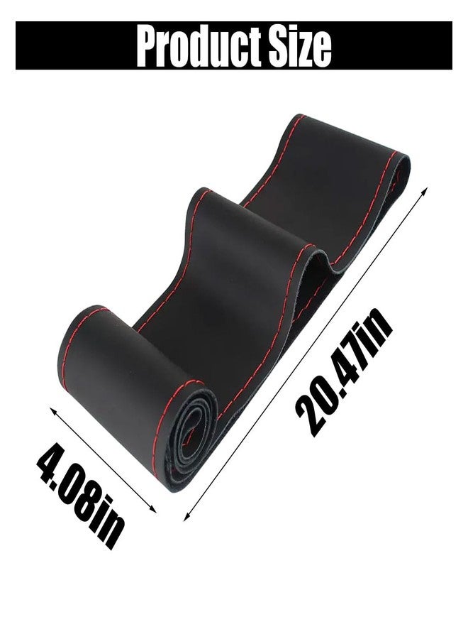GLSOWEE Car Genuine Leather Steering Wheel Cover, DIY Sewing with Needle and Thread, Breathable, and Anti-Slip, Universal 15 Inch Car Steering Wheel Stitching Wrap (Black Red, Glossy) - Image 2