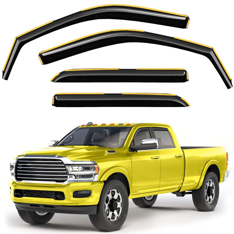 Deejecsun inChannel Window Rain Guards Fit for Dodge RAM 2500 3500 20192026 Crew Cab Extra Durable Window Deflectors Big Horn Vent Visors Vent Shades Truck Window Visor Exterior Car Accessories - Image 2