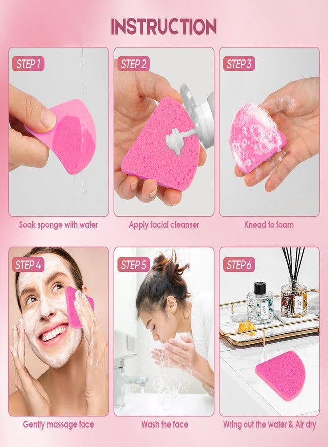 AIDEA 48Count Compressed Facial Sponges Pink, Disposable Face Sponges, 100% Natural Cellulose Cosmetic Spa Sponges for Facial Cleansing, Exfoliating, Makeup Remover Pads, Travel Essentials - Image 3