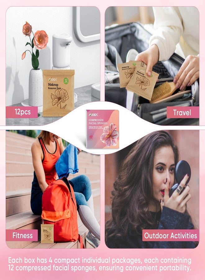 AIDEA 48Count Compressed Facial Sponges Pink, Disposable Face Sponges, 100% Natural Cellulose Cosmetic Spa Sponges for Facial Cleansing, Exfoliating, Makeup Remover Pads, Travel Essentials - Image 5