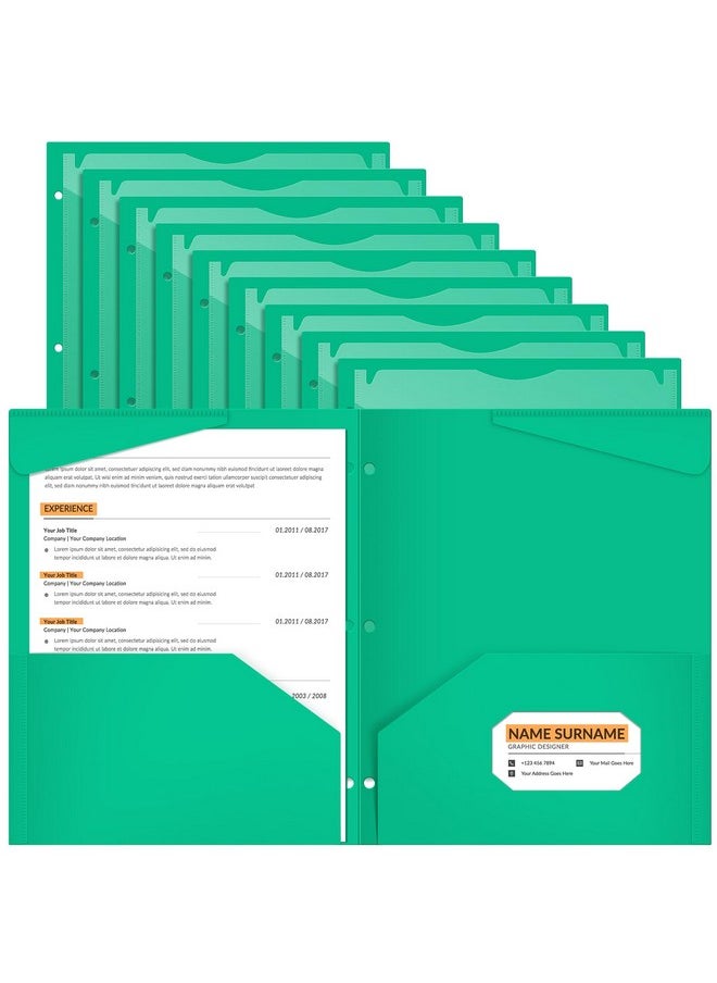 Henoyso - 36 Pack Plastic Folders With 3 Holes And 2 Pockets Green File Folder - Image 1