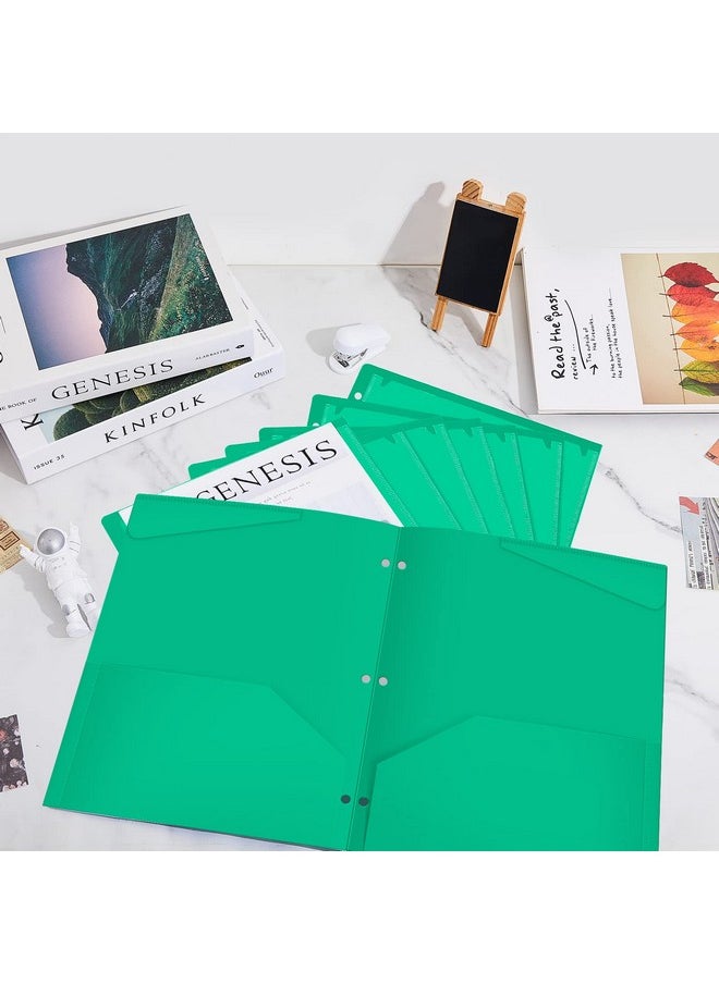 Henoyso - 36 Pack Plastic Folders With 3 Holes And 2 Pockets Green File Folder - Image 1