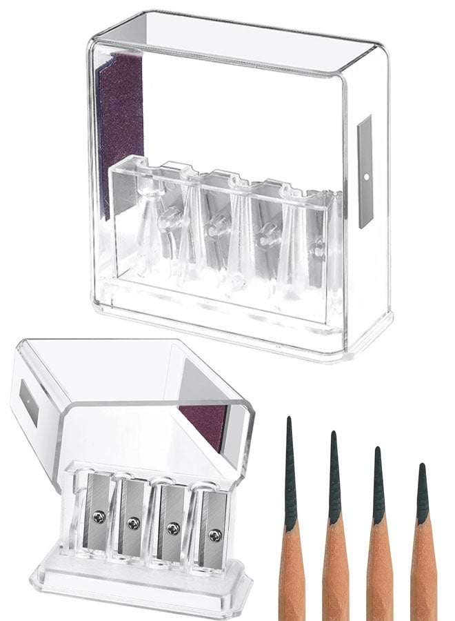 Carpenter Long Point Manual Pencil Sharpener With Plastic Lid 4 Holes Handheld Sharpener For Sketching, Charcoal, Colored Pencils - Image 1