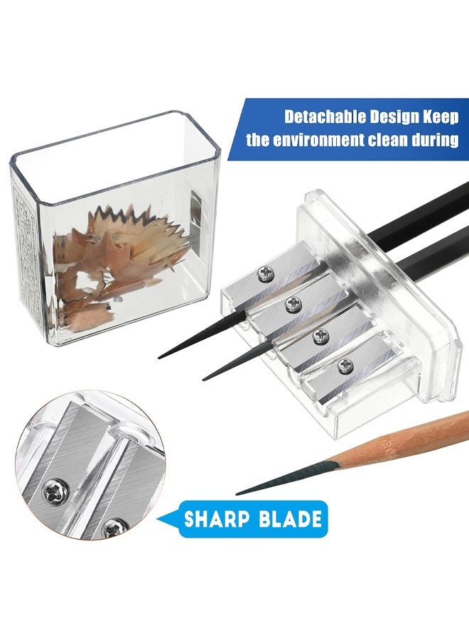 Carpenter Long Point Manual Pencil Sharpener With Plastic Lid 4 Holes Handheld Sharpener For Sketching, Charcoal, Colored Pencils - Image 4