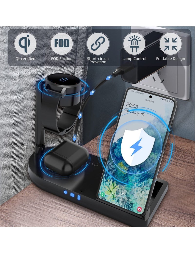 Captaintech Wireless Charger for Samsung Charging Station, 3 in 1 Android Phone Trio Multiple Devices Charger for Galaxy S22 Ultra/S21/Z Flip/Fold 4/Buds, Charger for Galaxy Watch 5 Pro/4/3(Samsung Watch Only) - Image 2