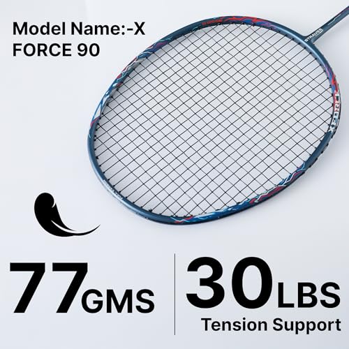 STRAUSS X Force 90 Carbon Graphite Badminton Racket for Men, Adult, Kids | Badminton Bag | Shuttle Racket with Nylon Strings | Lightweight | Weight 77 Grams String Tension - 30lbs | Pack of 1 - Image 4