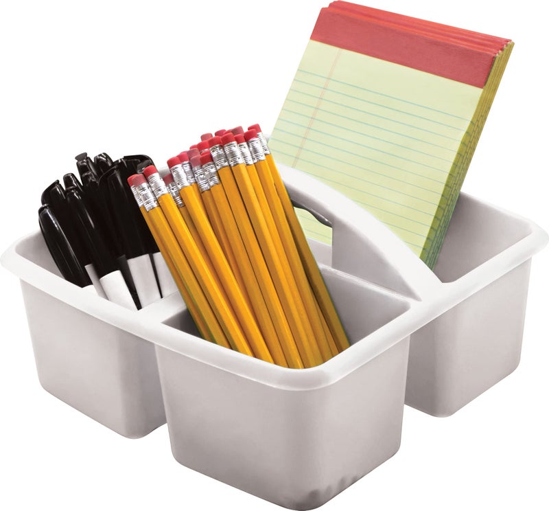 Teacher Created Resources White Portable Plastic Storage Caddy 6-Pack for Classrooms, Kids Room, and Office Organization, 3 Compartments - Image 2