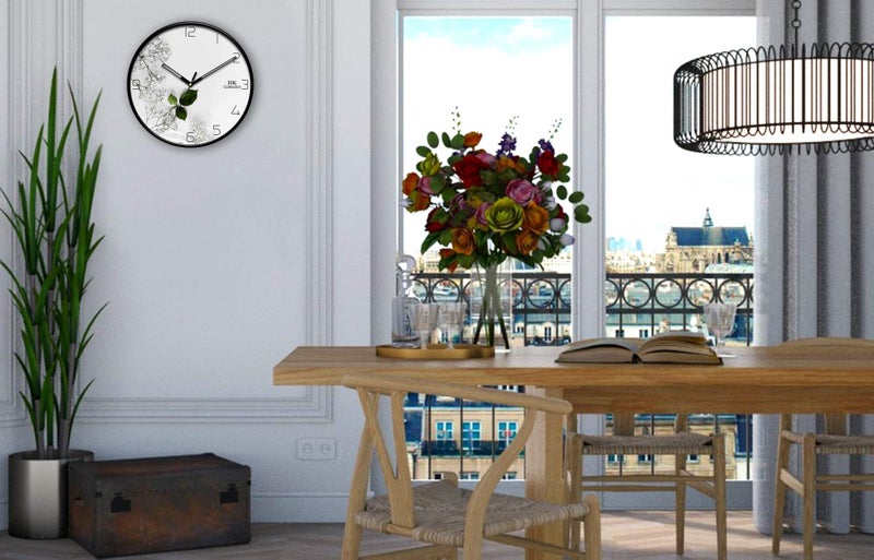 IIK COLLECTION 12-inch Designer Plastic Analogue Round WallClock for Home, Kitchen, Living Room, Bedroom, Office (30 cm x 30 cm x 6 cm) - Image 2