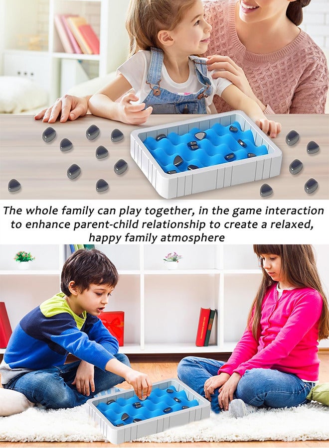 Magnetic Chess Game Set Portable Strategy Table Game with 20 Rocks Fun Chess Board Family Games Multiplayer Game with Rope Storage Bag for Kids Adult - Image 5