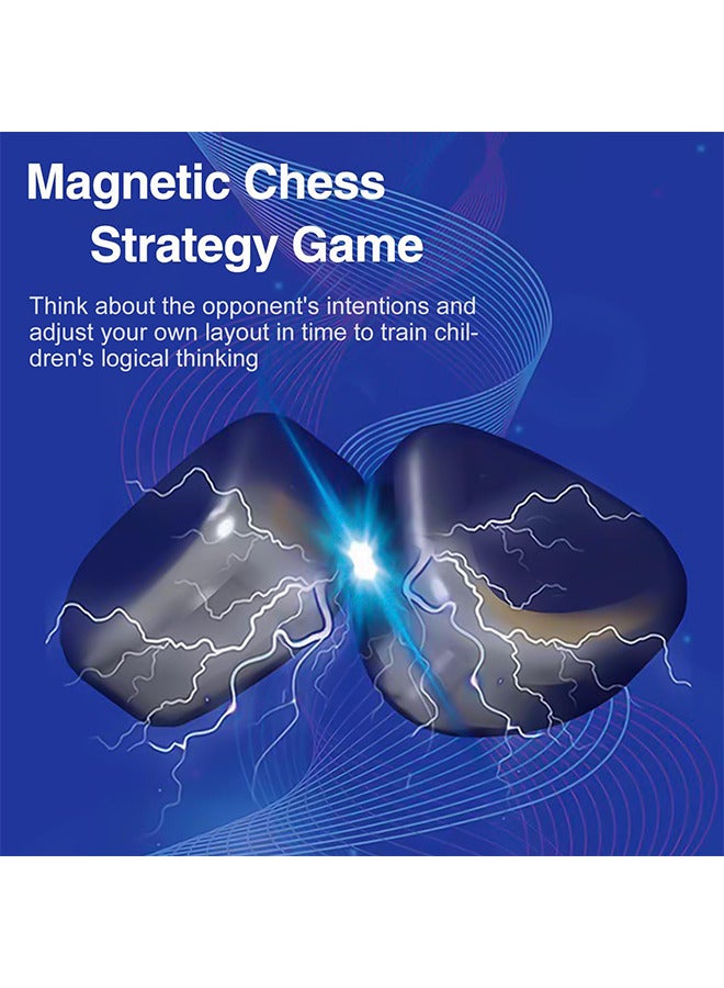 Magnetic Chess Game Set Portable Strategy Table Game with 20 Rocks Fun Chess Board Family Games Multiplayer Game with Rope Storage Bag for Kids Adult - Image 4