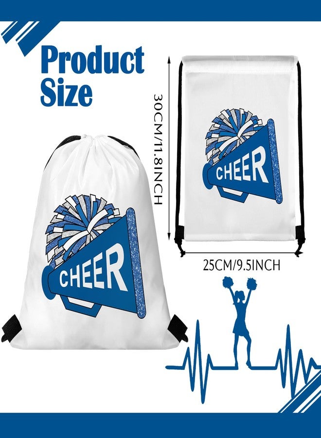 Kacctyen 24 Pcs Cheer Drawstring Backpack Cheer Team Gift Cheerleader Drawstring Gym String Bag Sports Party Favor(Blue) - Image 3