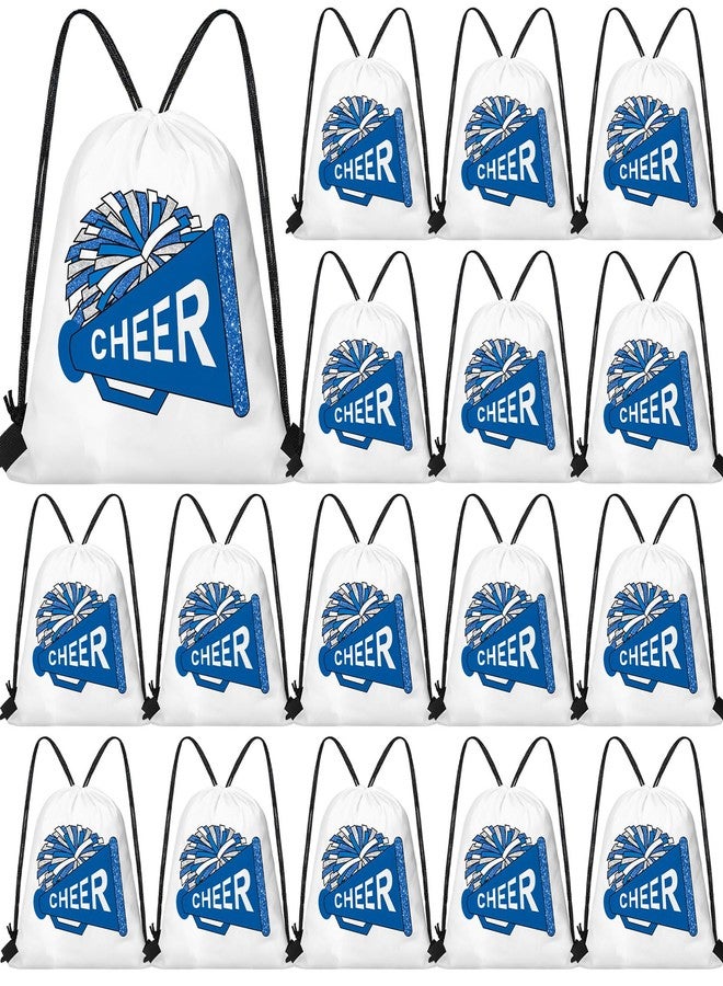 Kacctyen 24 Pcs Cheer Drawstring Backpack Cheer Team Gift Cheerleader Drawstring Gym String Bag Sports Party Favor(Blue) - Image 1