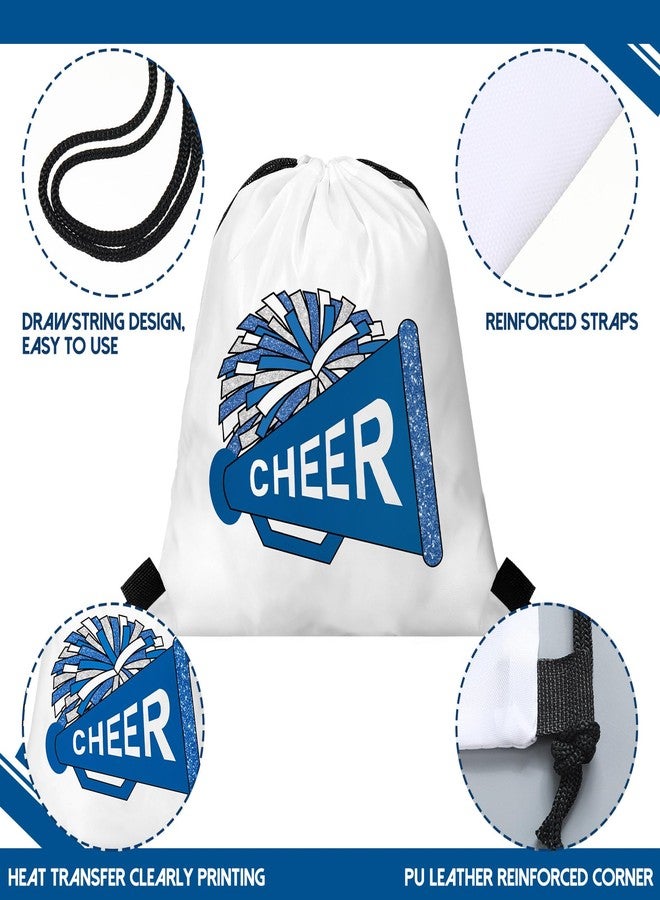Kacctyen 24 Pcs Cheer Drawstring Backpack Cheer Team Gift Cheerleader Drawstring Gym String Bag Sports Party Favor(Blue) - Image 4