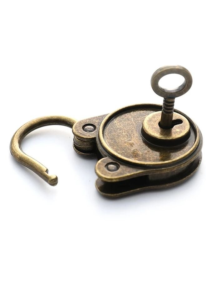 Vintage Bronze Padlock With Keys For Notebook Luggage Home Security - Image 1