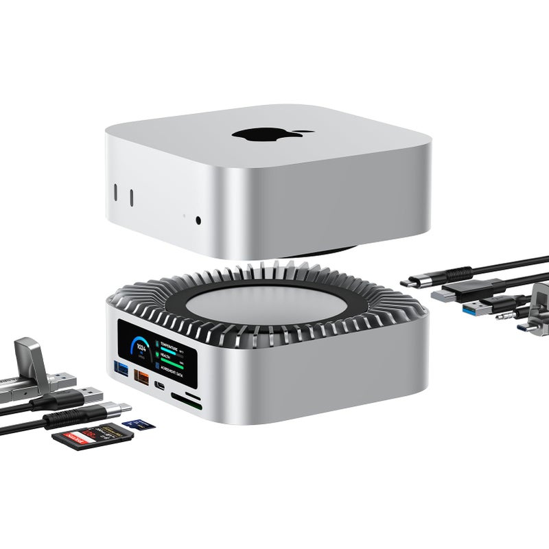 RayCue All-in-One Dock for Mac mini M4 with Smart Displays, NVMe/SATA SSD Enclosure, 4K60Hz HDMI, 10G USB-A/C, 5G USB-A*2, USB-C Charging, SD/TF, Audio â€“ Mac mini M4 HUB &Docking Station(2024) - Image 1