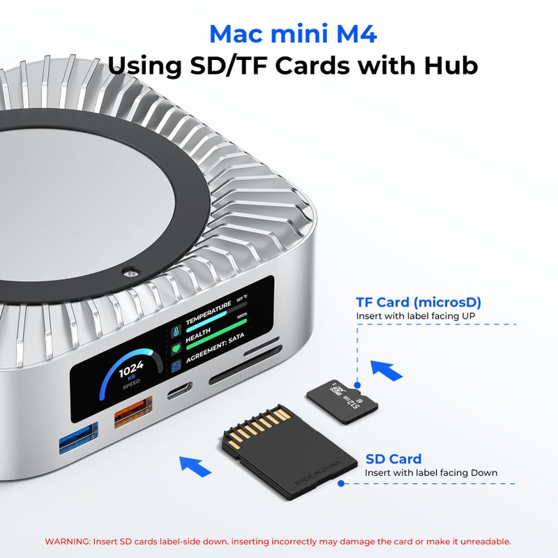 RayCue All-in-One Dock for Mac mini M4 with Smart Displays, NVMe/SATA SSD Enclosure, 4K60Hz HDMI, 10G USB-A/C, 5G USB-A*2, USB-C Charging, SD/TF, Audio â€“ Mac mini M4 HUB &Docking Station(2024) - Image 5