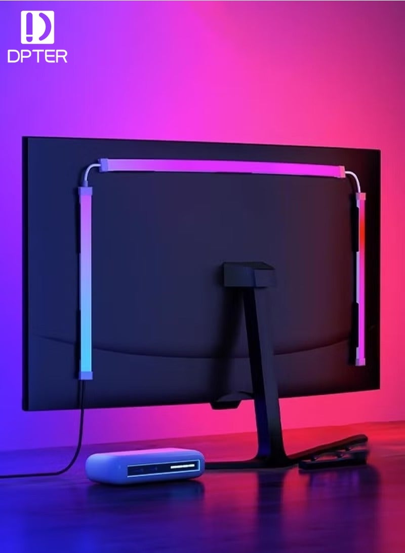 DPTER 24 Inch Monitor Led Backlight Led Strip Lights Sync with Screen Color or Music RGB Computer Light Bar Behind Monitor Supports Pc or Mac for Games, Movies, etc. Software Control, USB Powered - Image 1