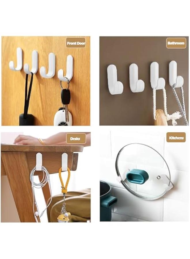 20 Pack Adhesive Hooks Utility Wall Hooks, Cute Key Hooks Plastic Decorative Wall Holder, White Self Adhesive Wall Hooks for Hats, Towels, Shower, Entryway, Kitchen, Office (White)  - Image 3