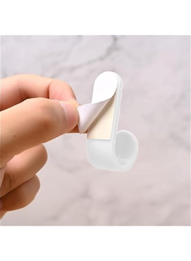 20 Pack Adhesive Hooks Utility Wall Hooks, Cute Key Hooks Plastic Decorative Wall Holder, White Self Adhesive Wall Hooks for Hats, Towels, Shower, Entryway, Kitchen, Office (White)  - Image 5