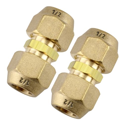 Timsec 2Packs AC Copper Pipe Extension Joint Connectors, 1/2-Inch Air Conditioning Pipe Coupling Adapters with Flare Nuts and Connectors, Free Welding, For Butt Copper Tube Diameter 1/2" (12.7mm) - Image 1