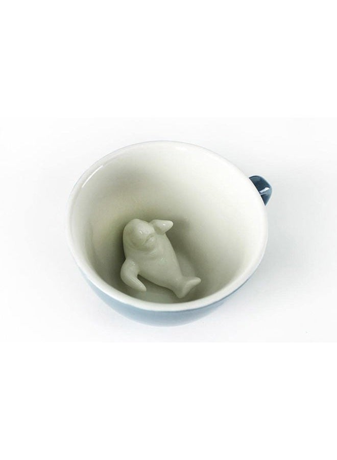Creature Cups MANATEE Ceramic Cup (11 Ounce, Grey Blue Exterior) - 3D Animal Inside Mug - Birthday, Holiday & Housewarming Drinkware Gift for Coffee & Tea Lovers - Image 1